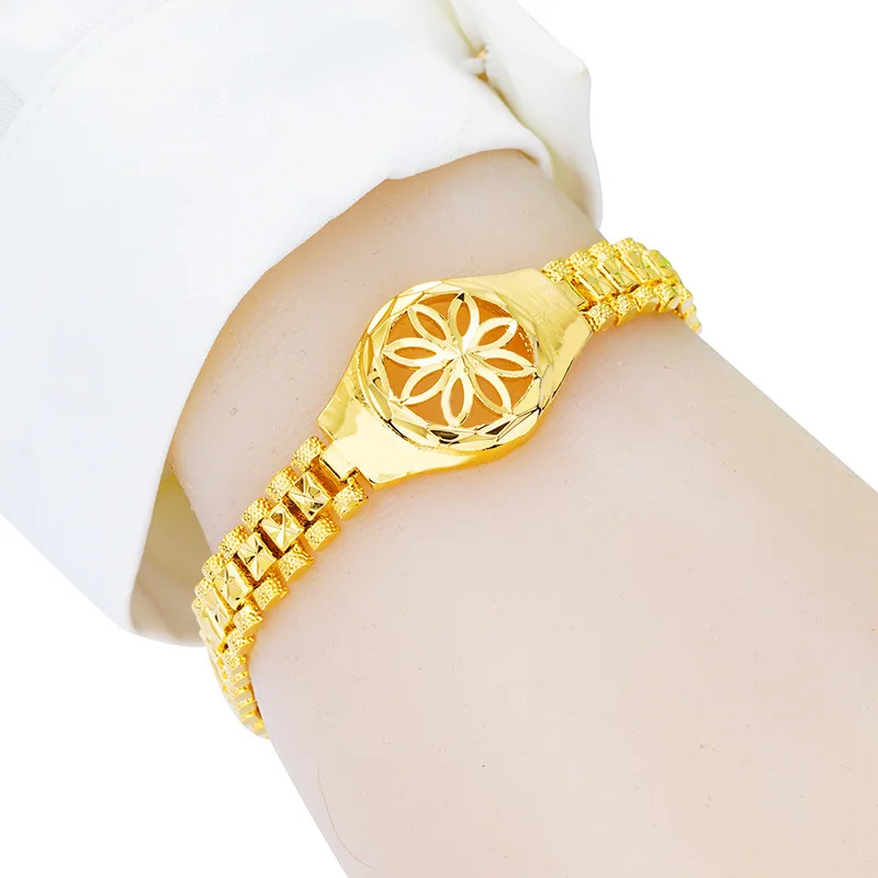 

Female 14k Gold Color Bracelet Jewelry Genuine Shape Hand Chain Bracelets Imitation Gold Jewelry for Birthday Gift Not Fade