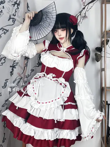 10 best sales röd hembiträdesklänning - №8