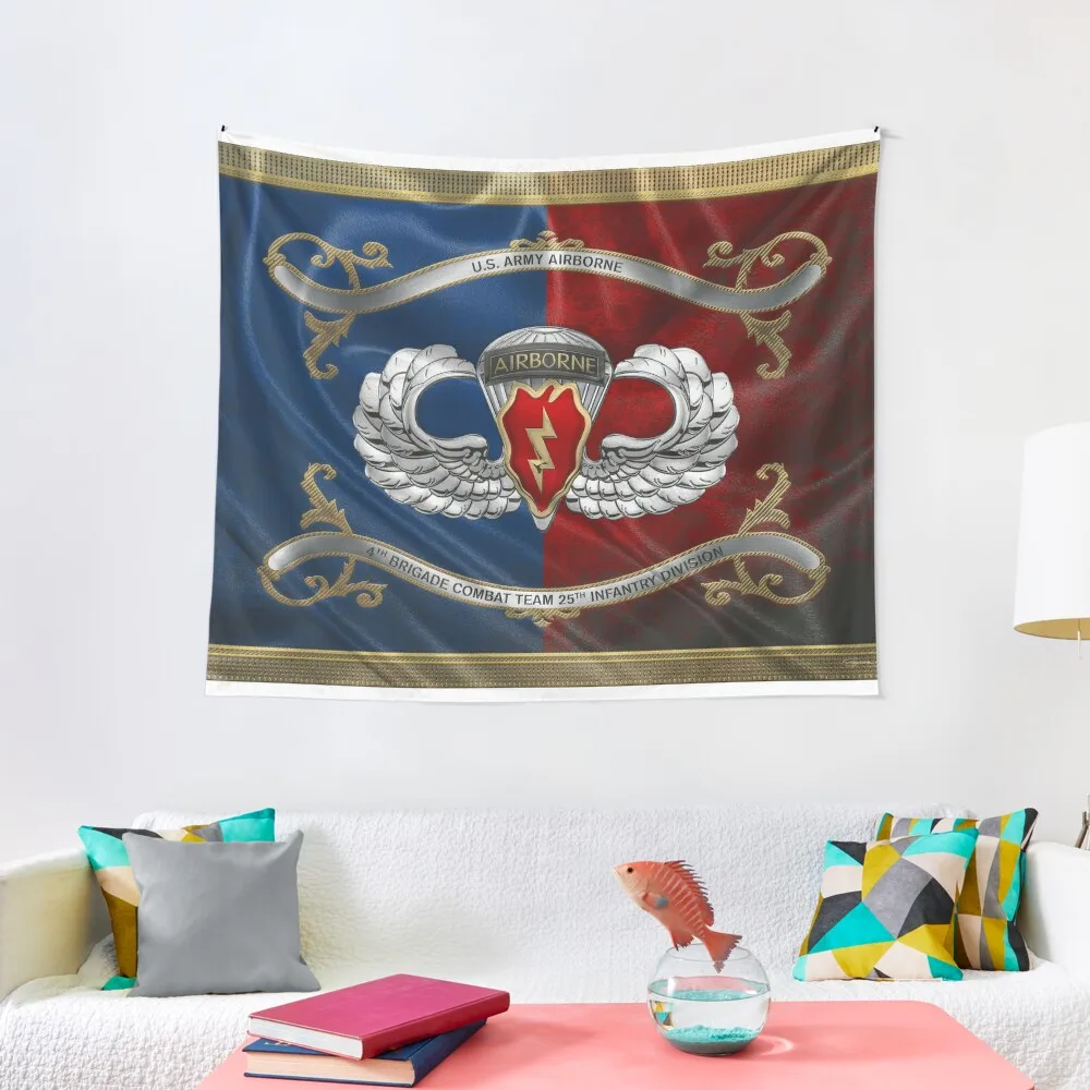 4th Brigade Combat Team 25th Infantry Division Airborne Insignia with Parachutist Badge over Flag Tapestry