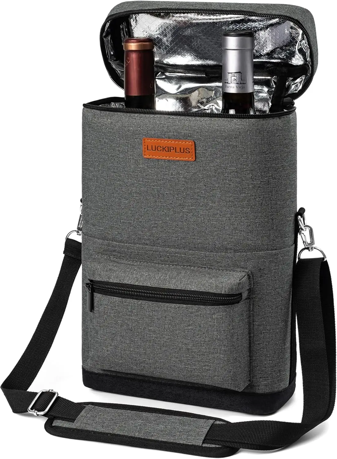 2 Bottle Wine Bag Carrier Tote, Portable Wine Cooler Bag with Padded Shoulder Strap, Versatile Liquor Case for Picnic Travel Bir