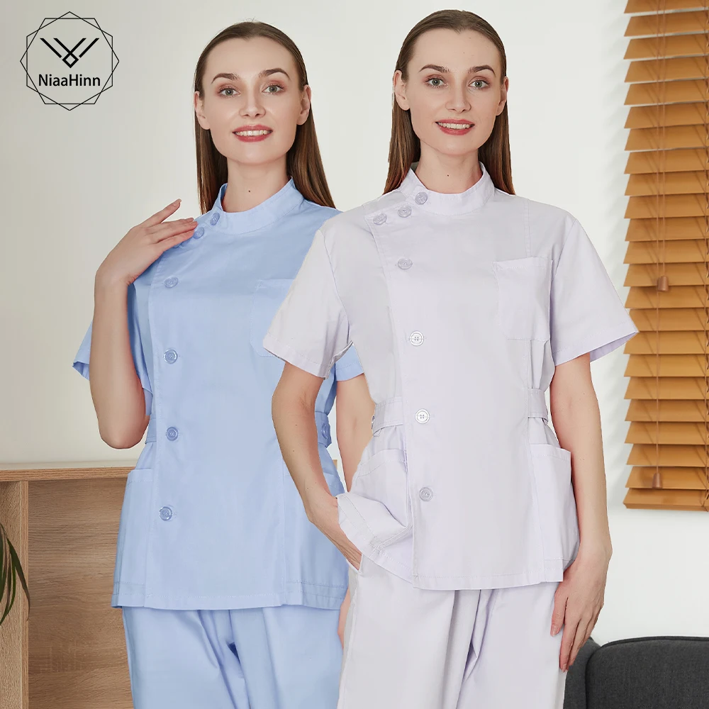 

Solid Color Nursing Scrub Uniform Tops and Pants Stretch Breathable High Quality Wholesale Nurse Uniform Women Surgical Uniforms