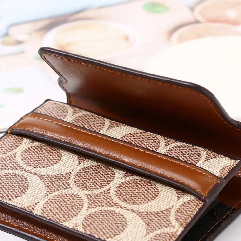 Borsa per carte in PU tinta unita alla moda, semplici supporti LD multi slot, porta carte RFID, mini borsa per carte compatta