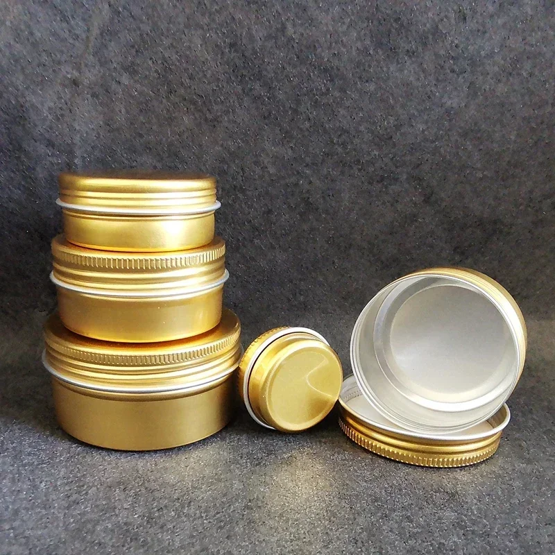 5/10/15/20/30/50/60/110/120/150/180g Aluminum Box Empty Lids Tin Cans Round Metal Ceam Jar Cosmetic Containers Golden Wholesale