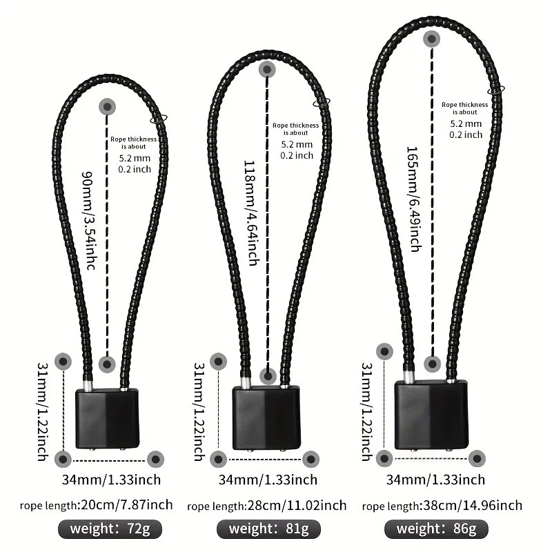 20/28/38cm Luggage Locks, Zinc Alloy key lock For Travel Suitcase, Backpack, Lockers