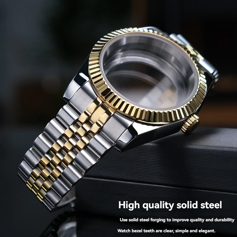 حافظة زجاجية من الياقوت 36 مم 39 مم لحركة رولكس ديتجست NH35 NH36، استبدال سوار ساعة مقاوم للماء من الفولاذ المقاوم للصدأ، موضة