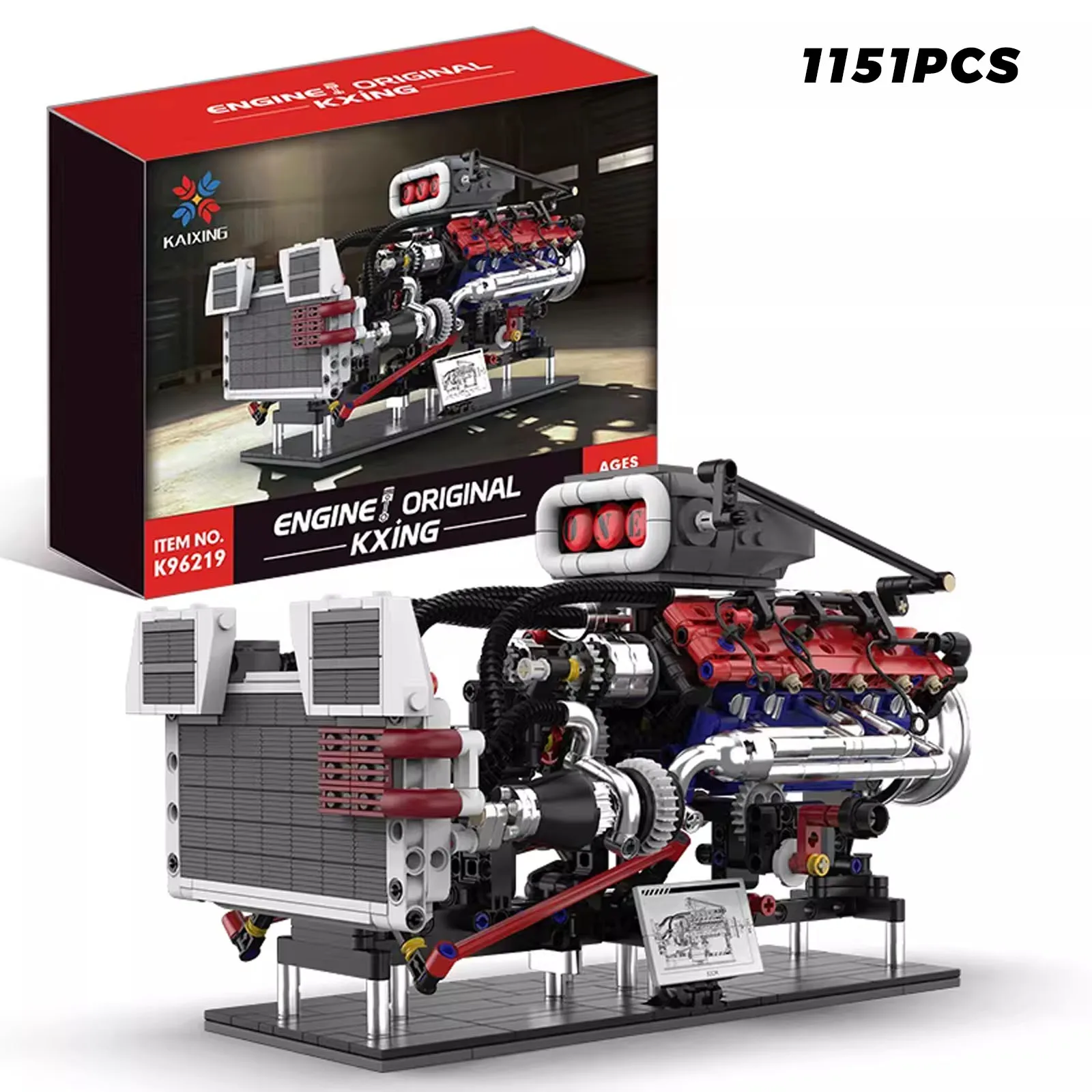 

K6219 American-style Supercharged Engine 1151PCS Bricks Building Blocks Truck Engine Simulation Model Desk Decor Boys Toys Gifts