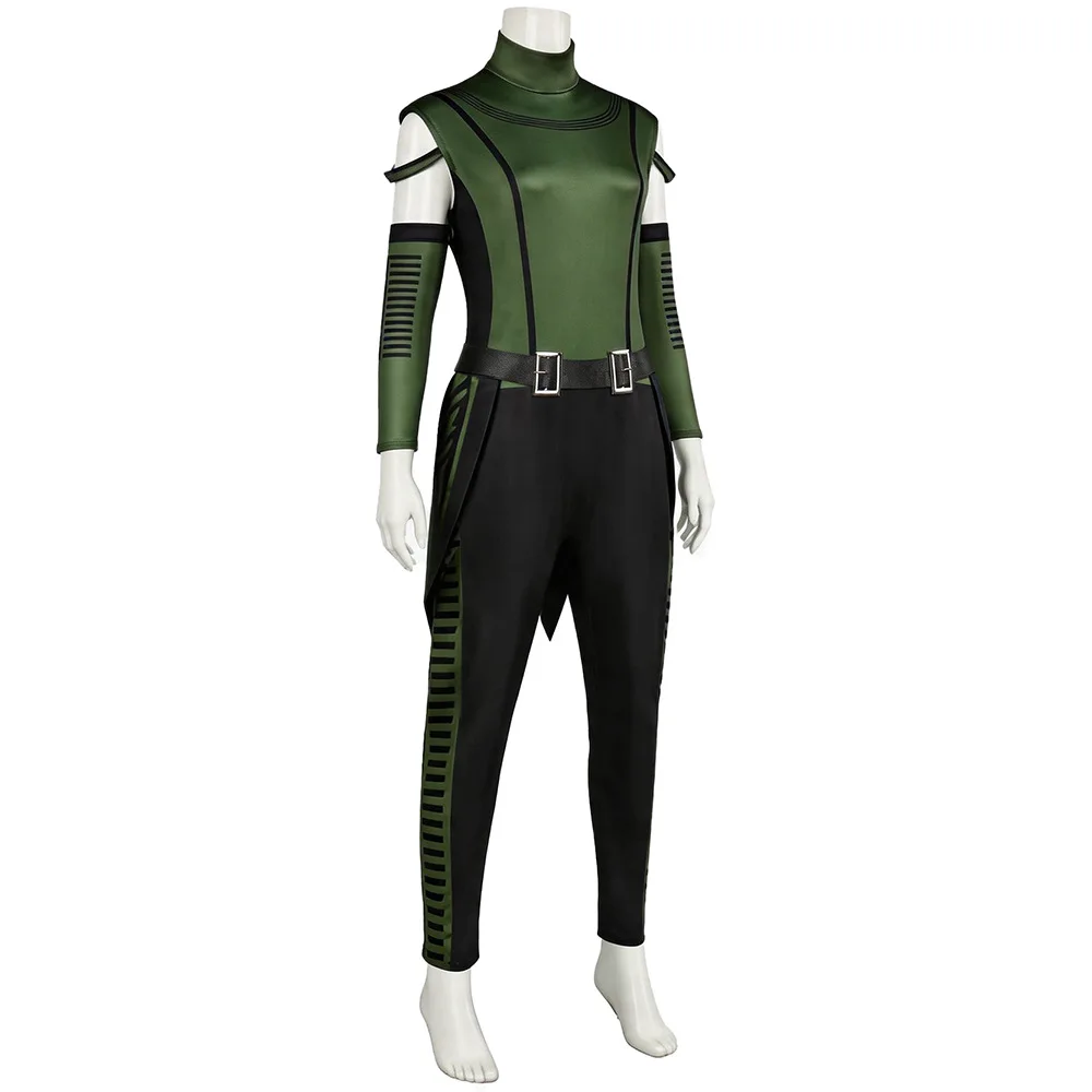 Movie Galaxy Guardians Mantis Cosplay Costume Women Superhero Green Jumpsuit Bodysuit Battle Uniform Halloween Party Outfit - view 4