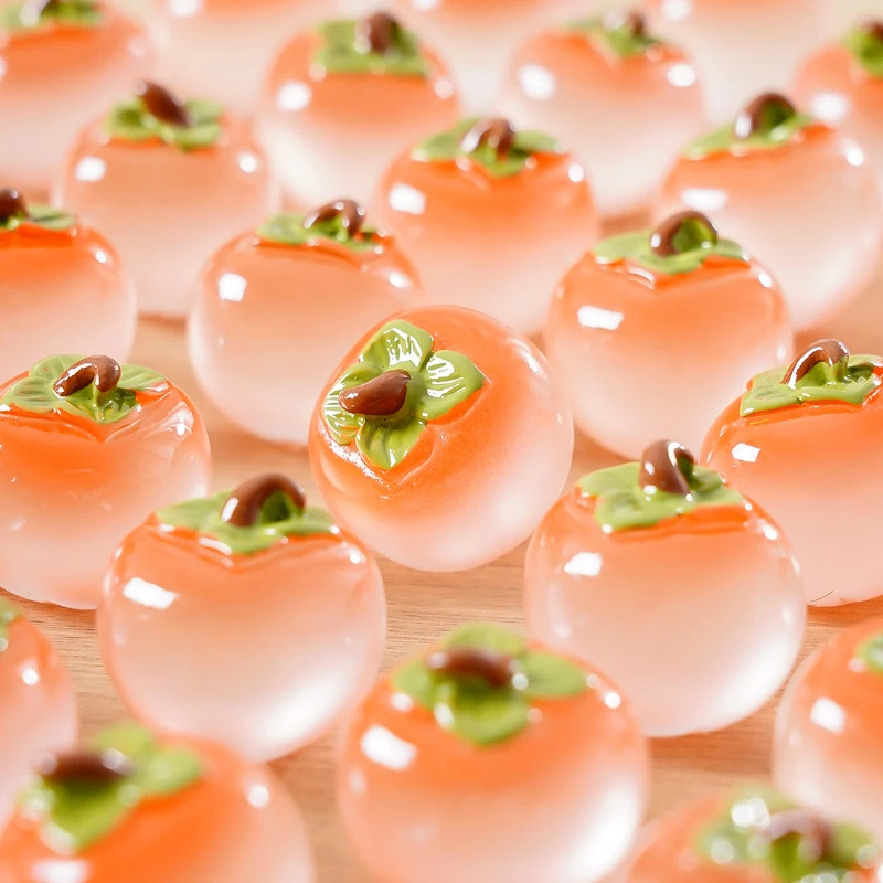 Simulation eines leuchtenden Kaki-Sprossen, DIY-Zubehör, Hängezubehör, Desktop-Auto, Mini-Kaki, Wunsch, kleine Ornamente