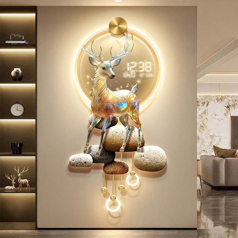 Living room intelligent perpetual calendar electronic clock room decor Entrance decoration painting hanging clock home furniture