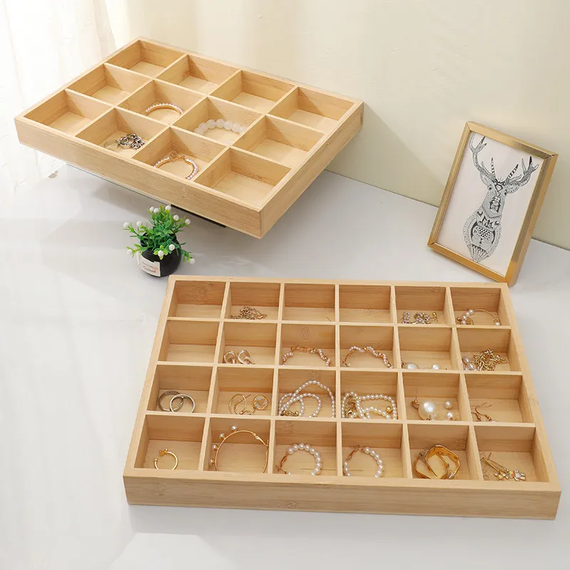 2026 Solid Wood Jewelry Grid Storage Tray Jewelry Loose Bead Bracelet Bracelet Jewelry Display Display Tray view 6