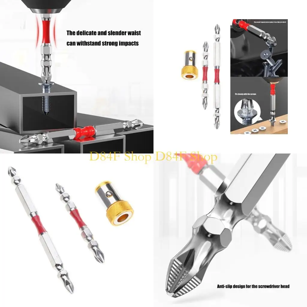 D84F Double Headed PH2 Crossed Screwdriver Set Rustproof Impact Drill Bit Steel Nonslip Hard Screwdriver