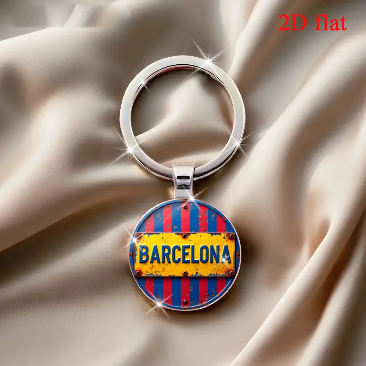 Vintage Barcelona FC Schlüsselanhänger. Retro-Fußball-Design mit Edelstein. Perfektes Geschenk für Fans und Feiertage wie Weihnachten. – Detail 6