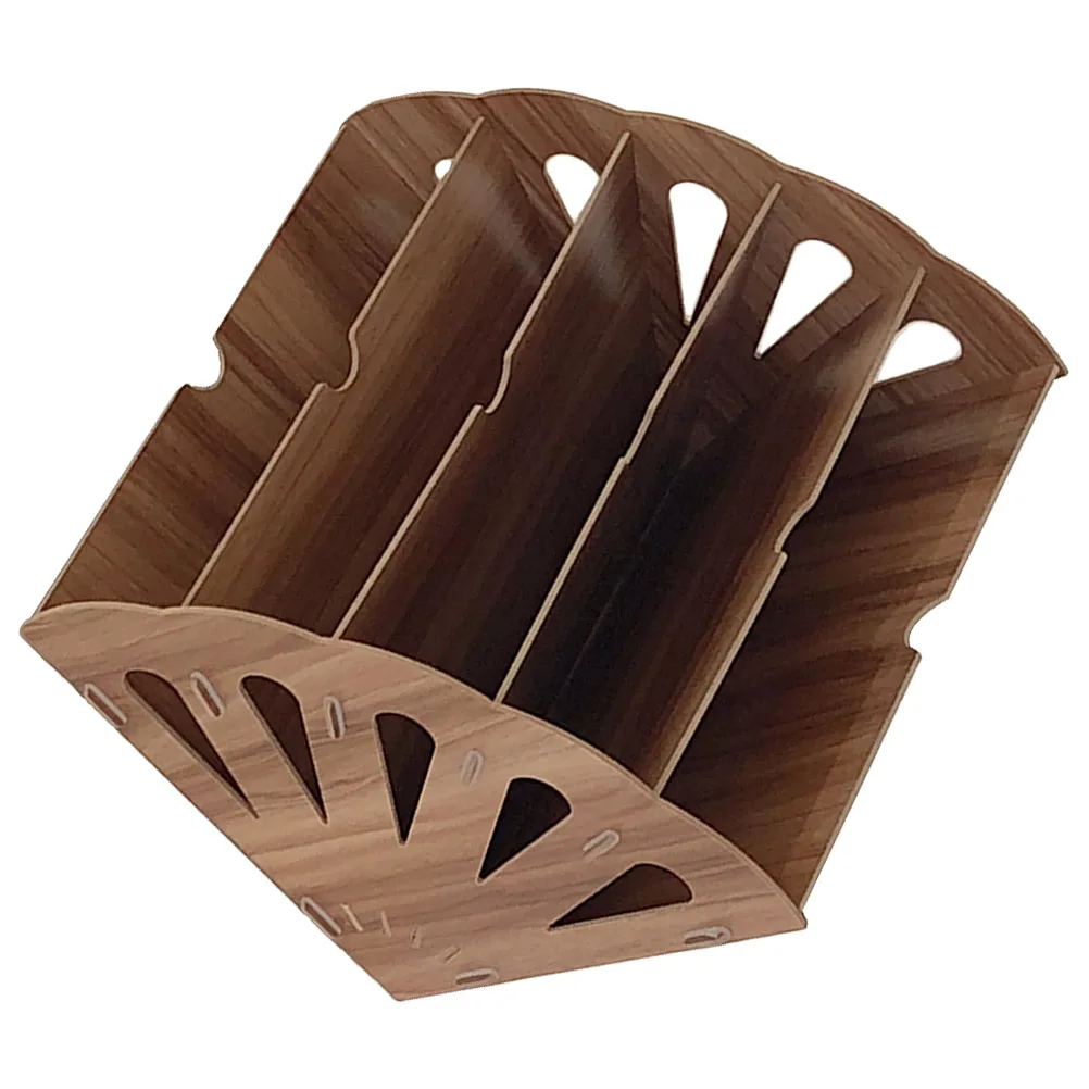 

Wooden Bookshelf Storage Box Paper File ganizer Folder Brown Multi Layer St Office Home Library Study Fan Shaped Premium Wood