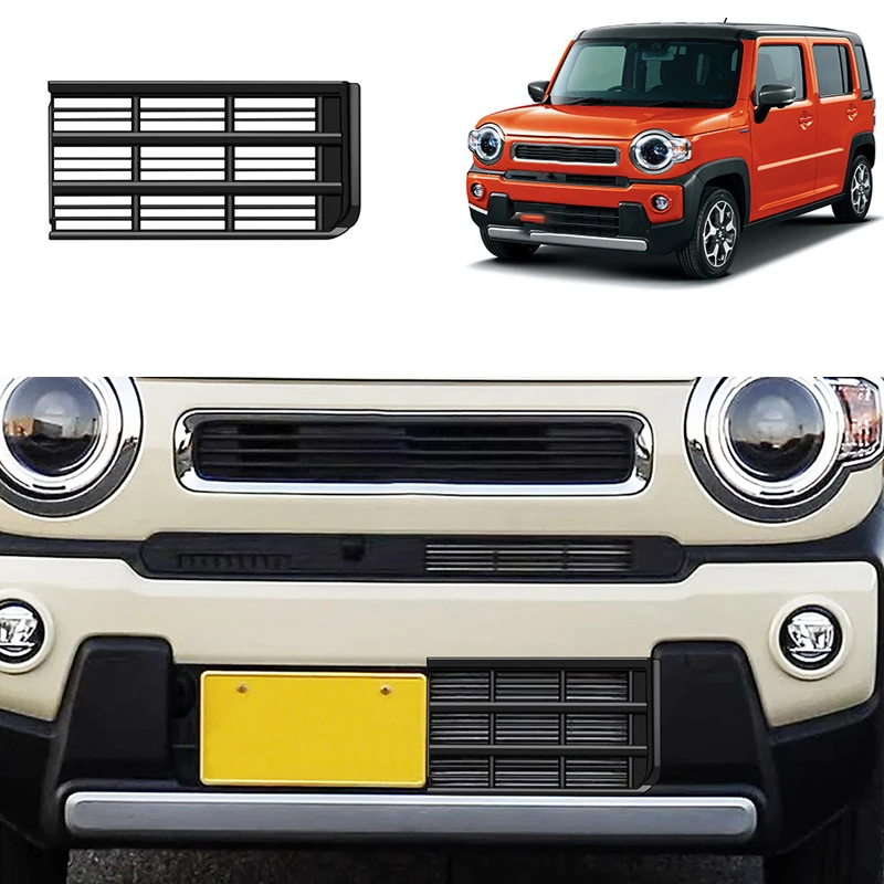 

For SUZUKI Hustler 2020-2023 2024 ABS Matte Black Middle Mesh Front Bumper Lower Grille Grill Cover External Accessories