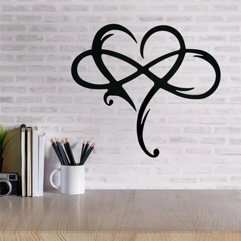 Metal Infinity Heart Steel Wall Decor Metal Wall Art Love Wall Sign for Home Wedding Decor Wind Chimes Room Hanging Decoration