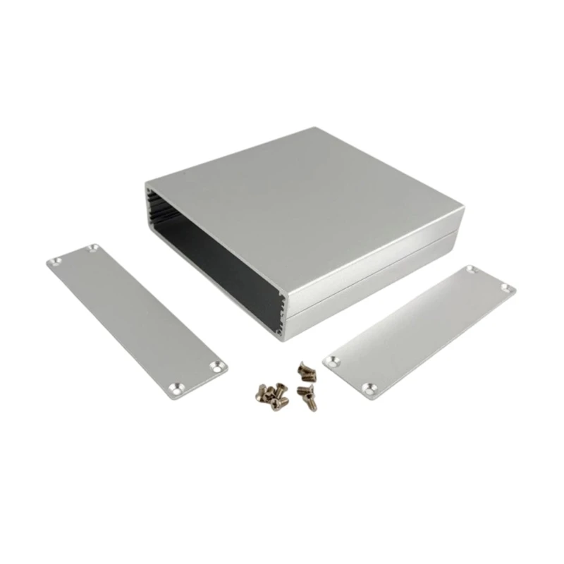 Aluminum Housing Case Set 26 x 103 x 110 mm Silver Enclosure with End Plates and Screws for Instrument Housing Use and 448A