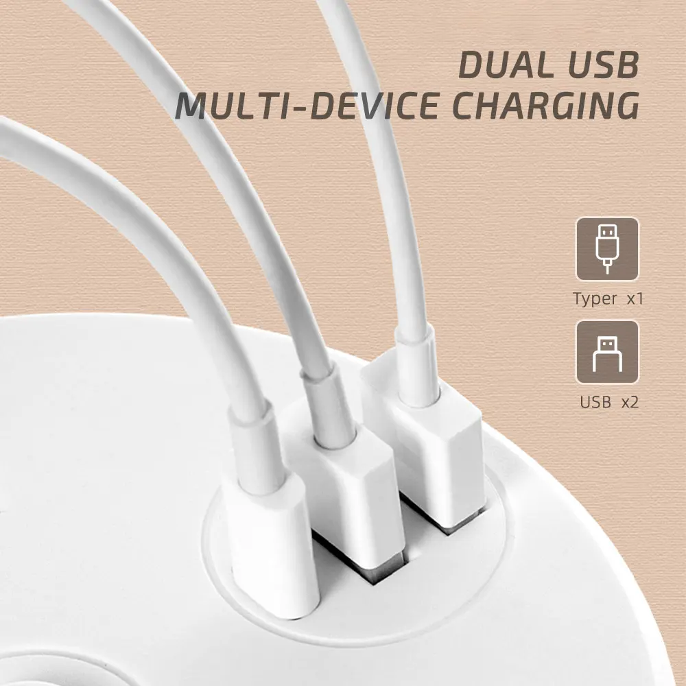 다기능 소켓 전원 보드, 1.8m 케이블, C타입 및 듀얼 USB 포트, 고속 충전 소켓 충전기 라인 보드, 10A, 220V, 2500W