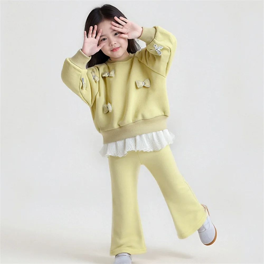 

Комплекты одежды для девочек: осенне-весенний детский костюм-свитшот, нарядный комплект с бантом для малышей, одежда для девочек на день рождения