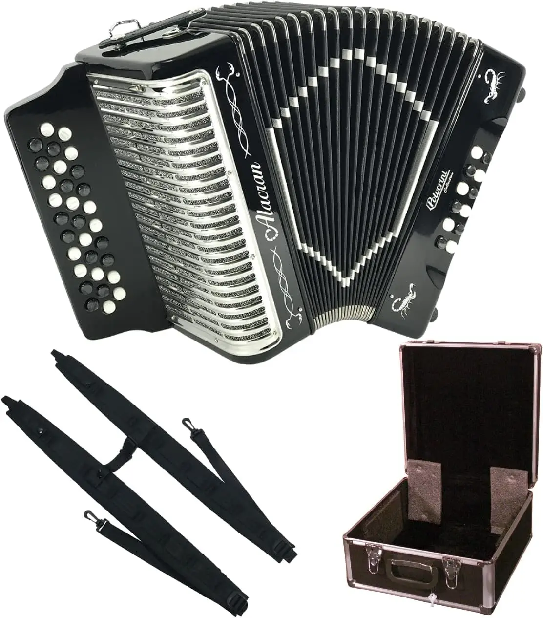 

AL3112 Accordion Package: 31 Button, 12 Bass Accordion with Rigid Case and Adjustable Straps (Sol/GCF, Gloss Black)