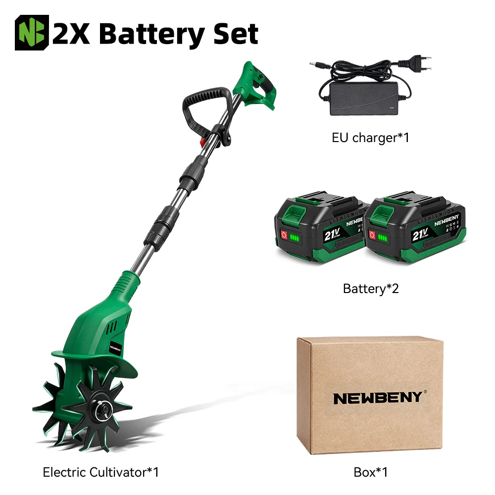 NEWBENY 1600W Elektrische Bodenfräse Rasenmäher Kultivator Tragbarer Rasentrimmer Bodenwender Rasenmäher-Werkzeug für Makita 21V Akku