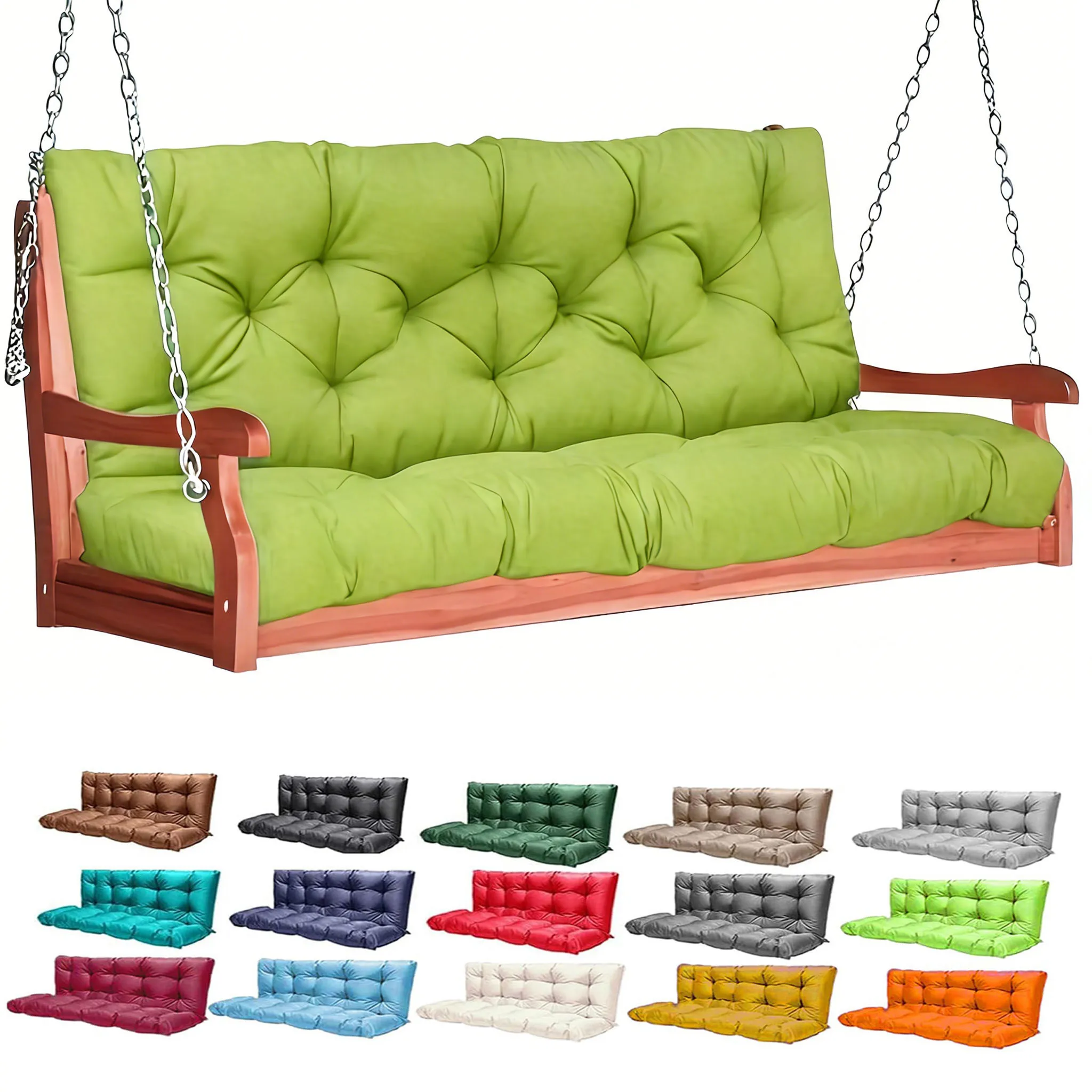 

Porch Swing Cushions,2-3 Seater Outdoor Swing Cushions Replacement with Backrest and Ties,Waterproof and Fade Resistant