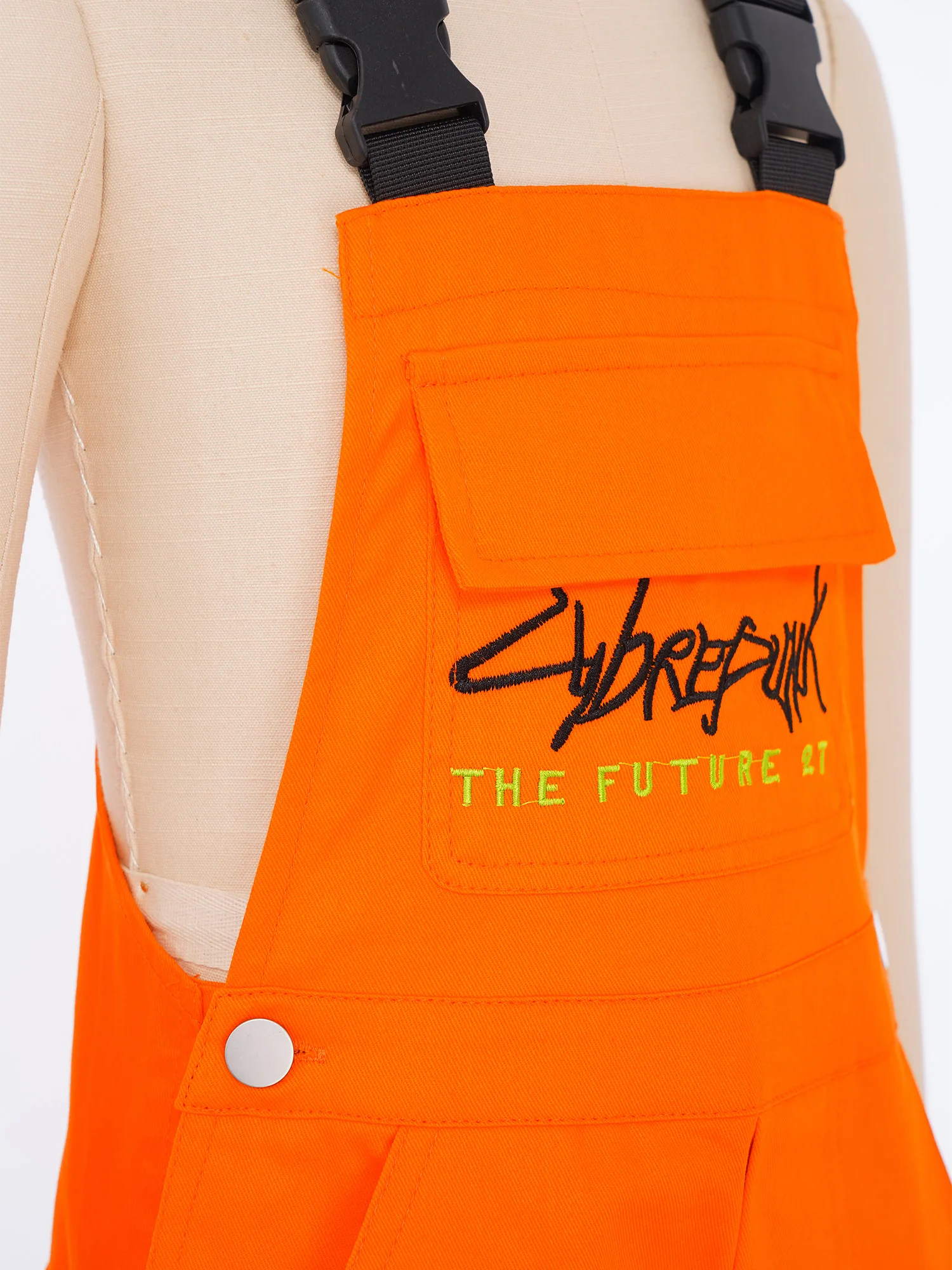 Girls Boys Hip-Hop Street Dance Bib Overall Letter Embroidery Jumpsuit Adjustable Buckle Shoulder Straps Coveralls with Pockets