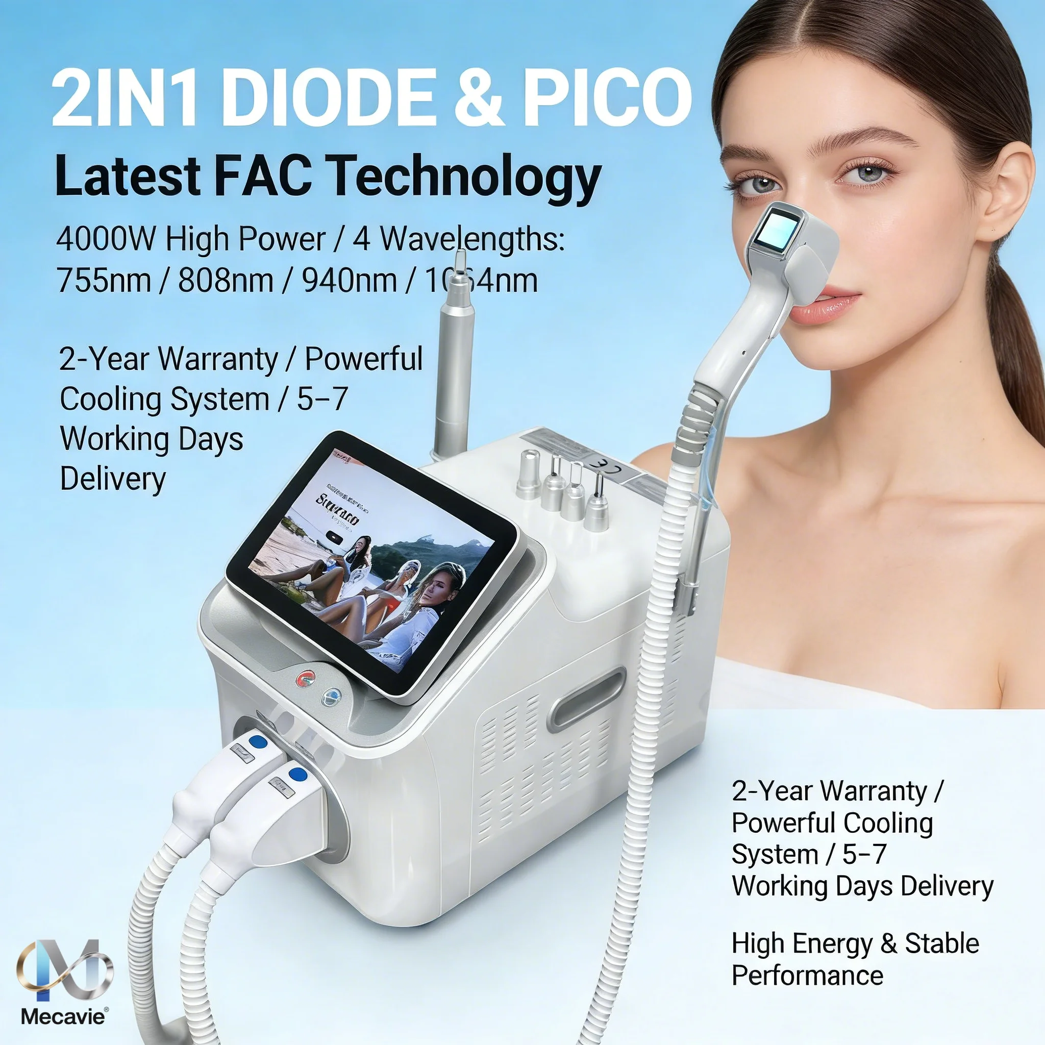 

Портативный диодный лазерный эпилятор 2-в-1 для безболезненного удаления волос с длинным импульсом 808 нм, профессиональный аппарат для женщин и мужчин