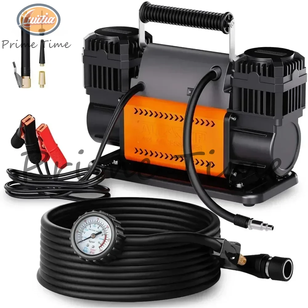 ALL-TOP Air Compressor Kit, Dual Cylinder 12V Portable Inflator 12.35 ft³/Min, Offroad Air Compressor Pump car accessories