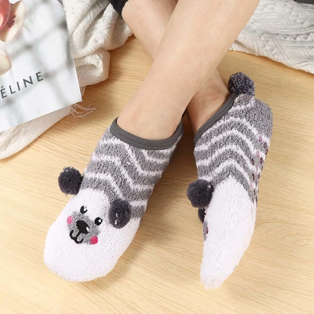 Warm Thick 3D Animal Rabbit Dog Mouse Coral Fleece Korean Ankle Socks Women Sleep Socks Winter Hosiery Floor Socks