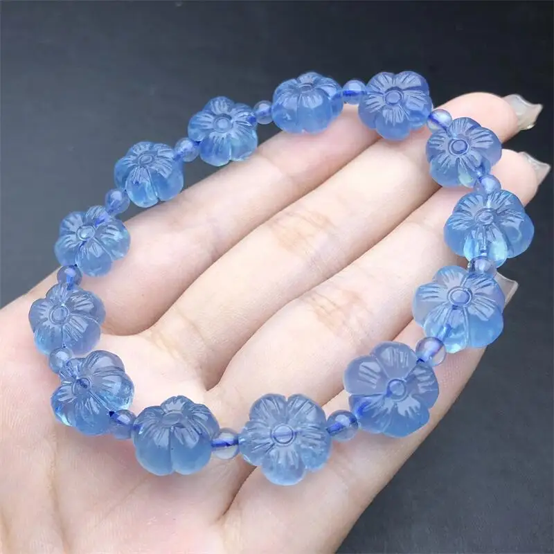 Natural Aquamarine Bracelet Women Beautiful Colorful Energy Healing Fashion Gemstone Jewelry Gift 1PCS