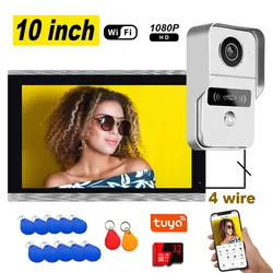Умный видеодомофон с сенсорным экраном 10 дюймов, Wi-Fi, 1080P