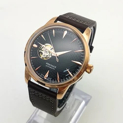 Herren uhr Luxus geschäft nh38 mechanische Automatik uhr Sport Leder wasserdichte schwarze Uhr Relogio Masculino Cocktail Zifferblatt