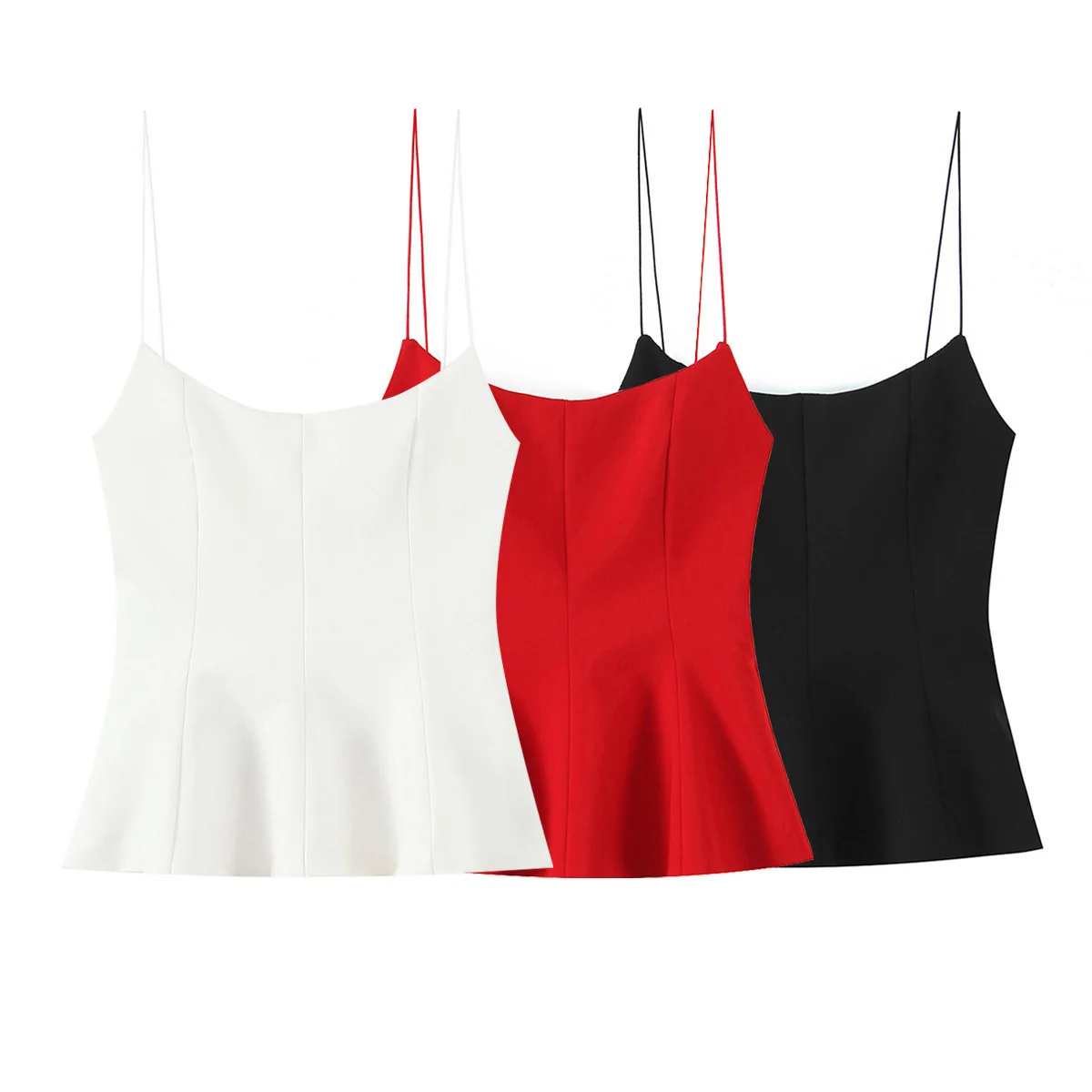 European and American style 2025 autumn new product women's suspender elastic short skirt style hem slim fit top