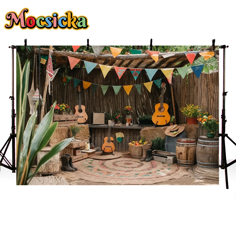Mocsicka Photography Background Mexican Fiesta Taco Fiddle Decoration Birthday Party Kids Adult Portrait Backdrop Photo Studio