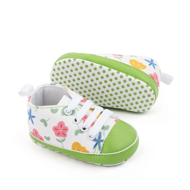 Zapatos de lona con estampado para bebé, calzado antideslizante para caminar, planos informales para niñas y niños