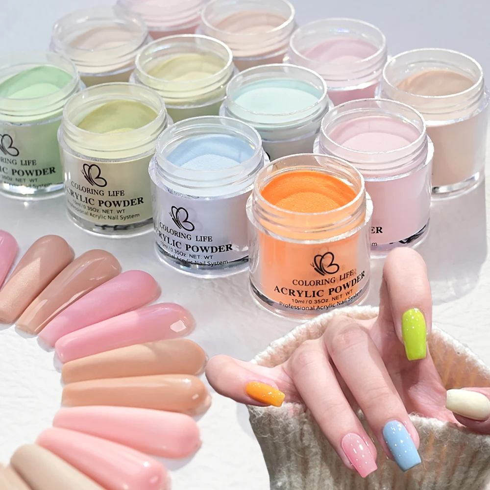 12Jar * 10 مللي الدوبامين الملونة الاكريليك مسحوق كريستال مجموعة الأخضر الوردي البرتقالي مسمار الاكريليك الصباغ تمديد غمس نحت الغبار #1