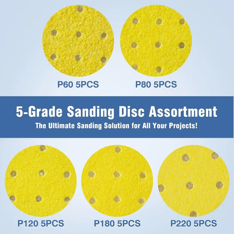 25pcs-set 16sets-carton Durable Sandpaper 225 mm Perforated 60/80/120/180/220 Sanding Discs Drywall Sanders Abrasive Tools