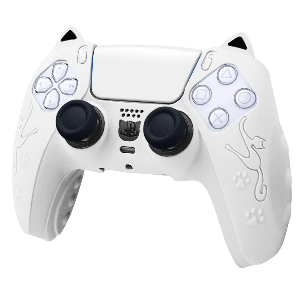 Cute Cat Style Anti-slip Anti-fall Silicone Cover Case For Playstation 5 PS5 Game Controller Accessories Protective Shell Cases
