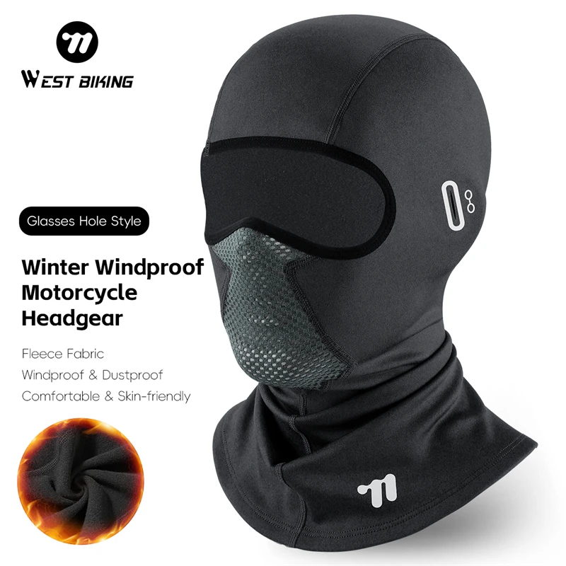 WEST BIKING Winter Balaclava Men Women Warm Fleece Bicycle Motorcycle Face Mask Cycling Skiing Helmet Liner Windproof Bike Caps