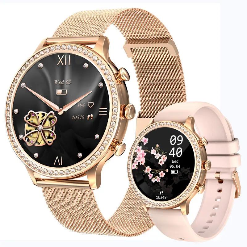 Fashion Lady Smart Watch Bluetooth Call Health Monitoring Multimotion Pattern AI Assistant Password Lock Smartwatch for Women