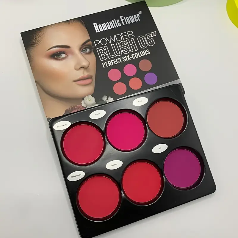 Paleta de blush de 6 cores grande contorno natural maquiagem paleta de sombra de olho fosco blush paleta de beleza, corretivo de longa duração