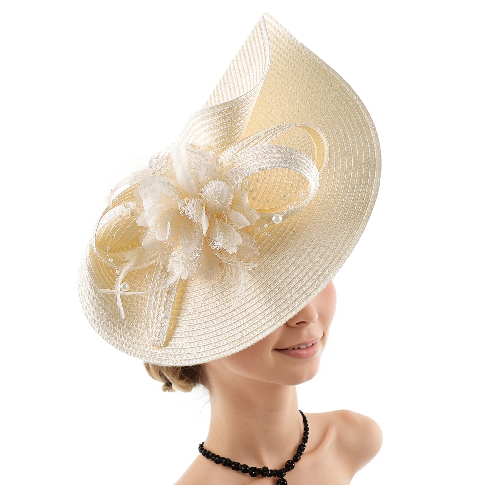 قبعات Fascinator Pillbox للنساء قبعات فيدورا كلاسيكية من القش أنيقة لحفلات الزفاف وحفلات الكوكتيل