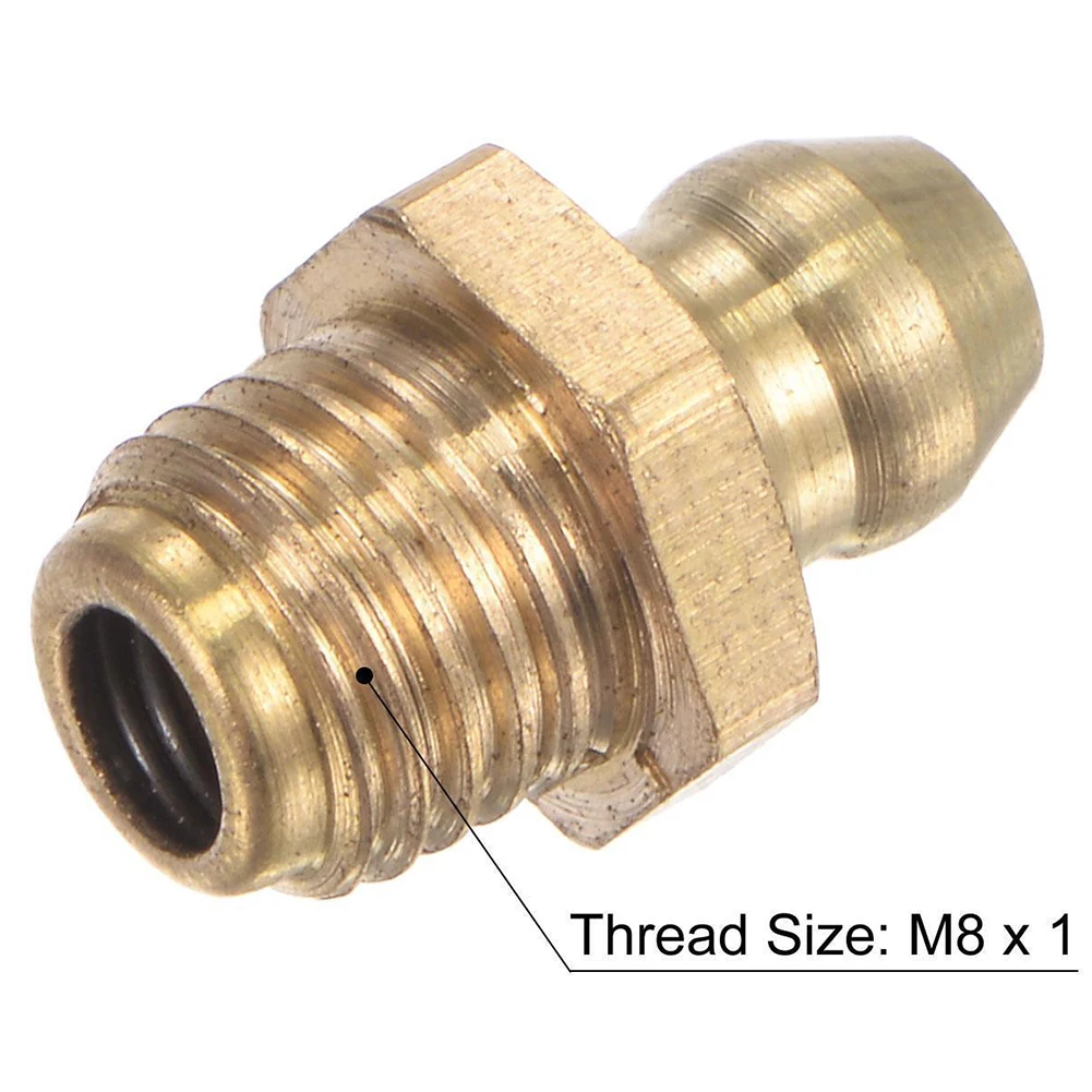 5pcs Brass Straight Hydraulic Grease Fitting M8 X 1mm Thread Grease Nozzle Connection Grease Nipples Replacement For Bearings