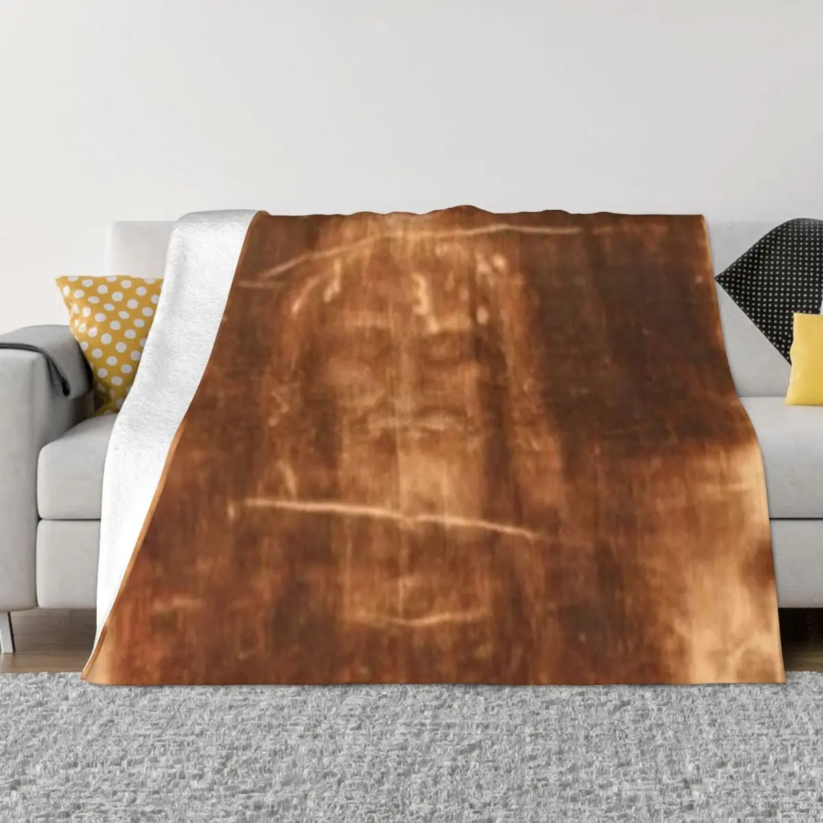 Shroud of Turin, Jesus Christ Throw Blanket Plaid on the sofa Camping sofa bed