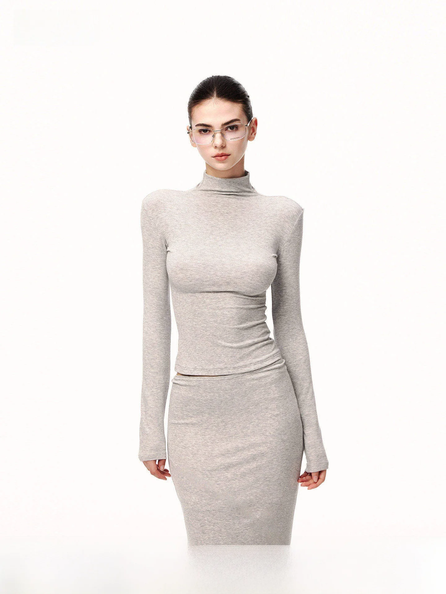 

Вязаная футболка JLAUNT с длинным рукавом для женщин, осенне-зимняя, с высоким воротником, базовая модель, в американском стиле, модный трикотажный топ