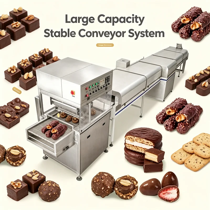 Chokolat Sugar Enrobe Enrober Machines Cake Chocolate Enrobe Coating Machine with Cooling T