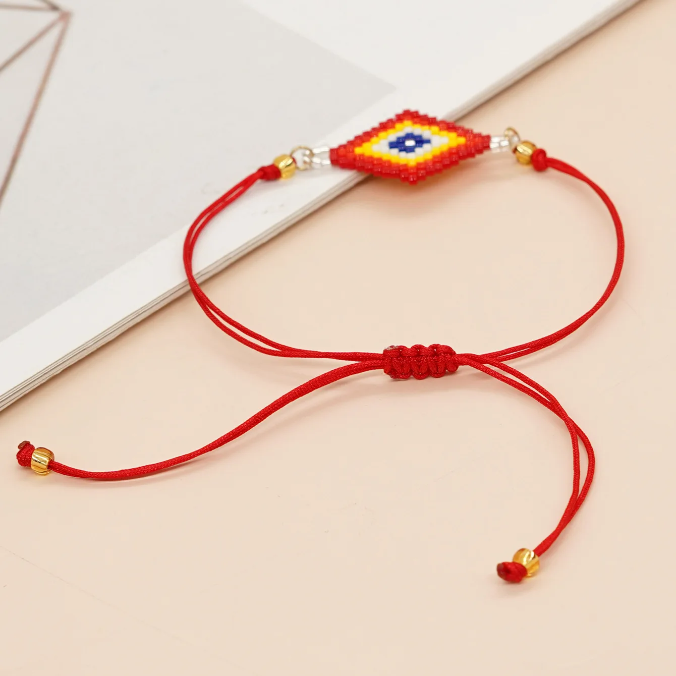 Браслет из рисовых бусин Креативность Геометрия Богемный узор Ручное плетение Цвет Женская мода Регулируемый простой браслет из бисера