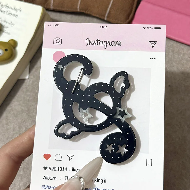 Cute Heart Cat Keychain Key Holder Acrylic INS Style Bag Pendant Keyring Hook Key Hanging Decor Gifts Keychain Organizer