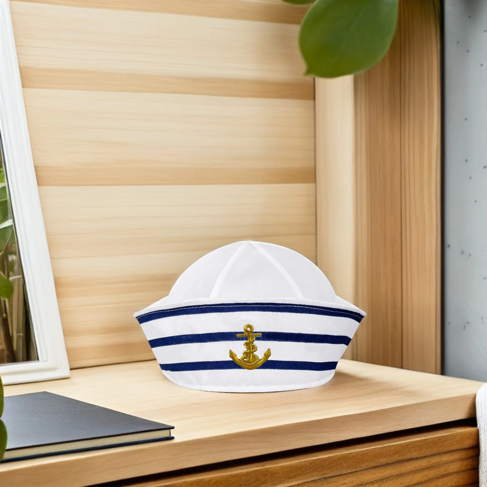 Blue White Striped Sailor Hat 56cm Polyester Lightweight Durable cosplay captain hat stage performance navy hats sailor for men