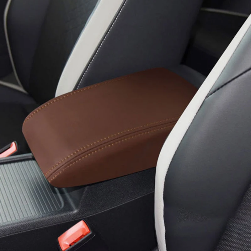 for Golf 8 MK8 2019 2020 2021 PU Leather Car Armrest Box Cover Cushion Car Accessories Brown